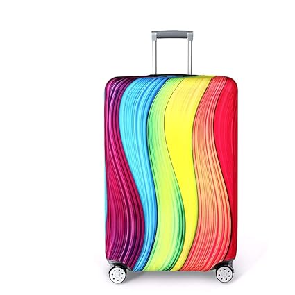 SaiDeng Fashion Suitcase Dust Cover Protective Zipper Travel Luggage Protector 18-32 inch Washable Print Suitcases Cover, Rainbow, XL