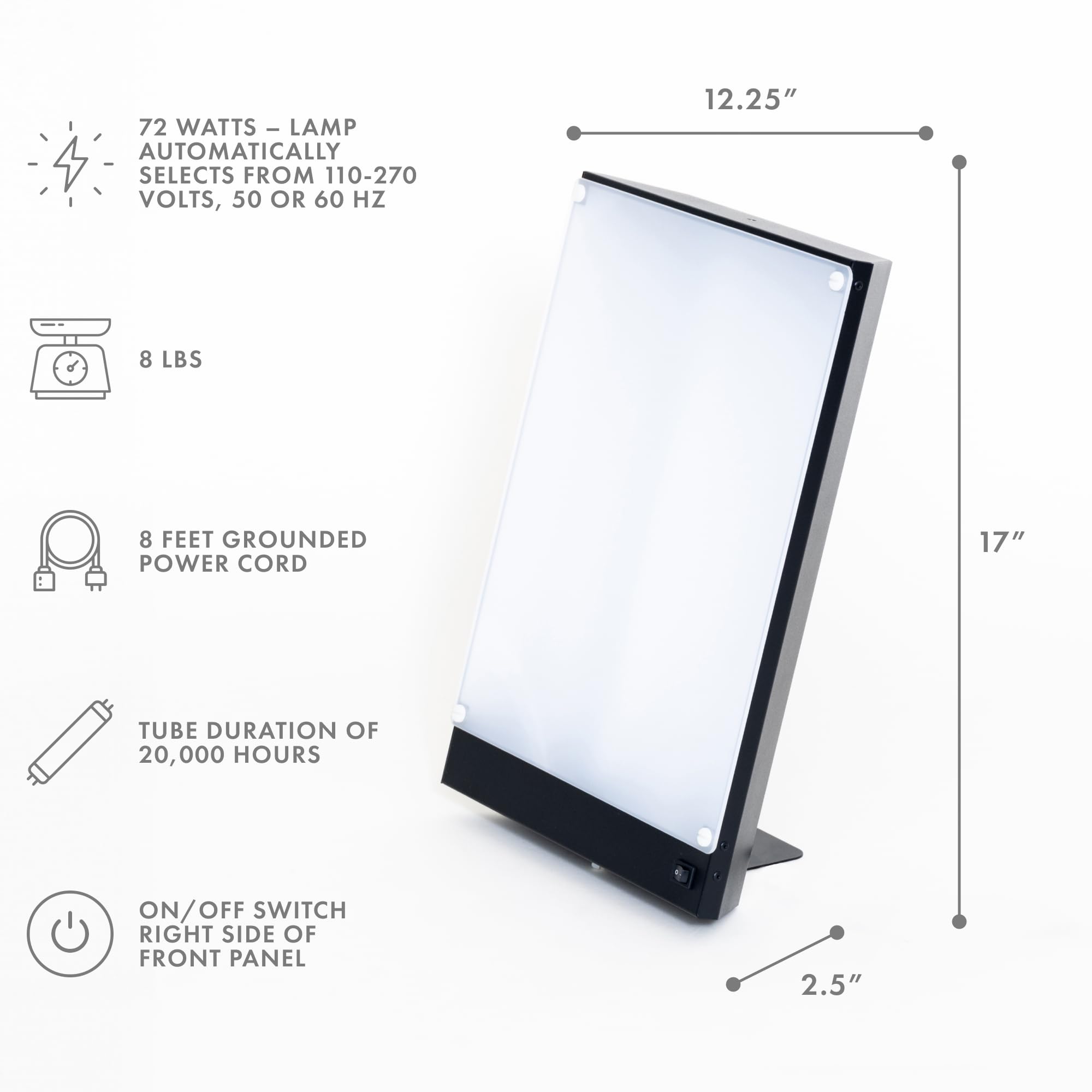 Northern Light Technologies Boxelite 10,000 Lux Bright Light Therapy Lamp – Full Spectrum UV-Free Sunlight Desk Lamp with Large Panel for Energy, Focus, and Alertness – Black