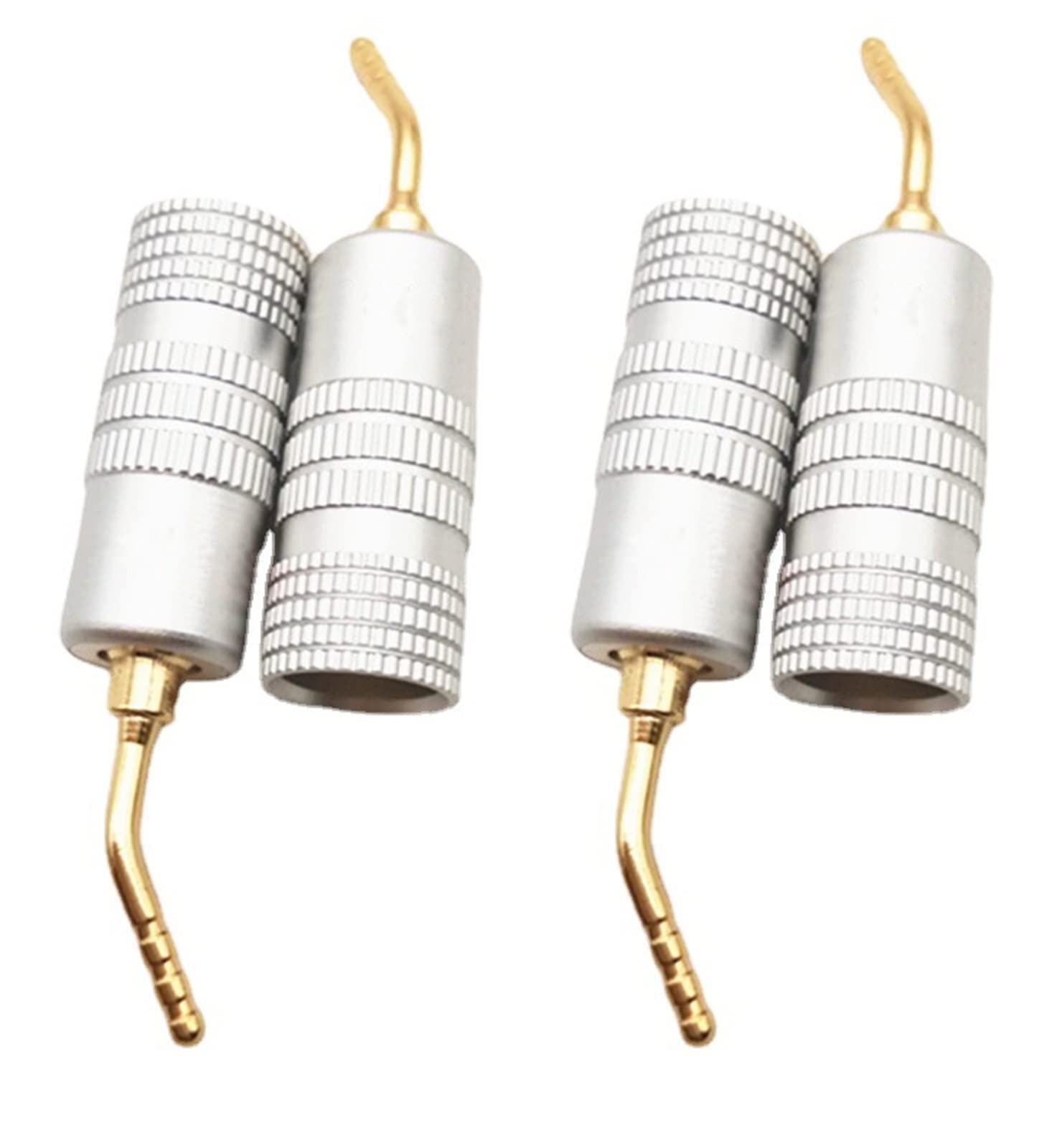 WANGCL 4 Pack Gold Plated 2mm Banana Plug Screw Type Audio Speaker Pin Plugs Cable Connector Adapter
