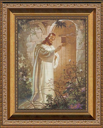 Sallman Classic Christian Art of Christ Standing At Door Framed for Wall Display Gift