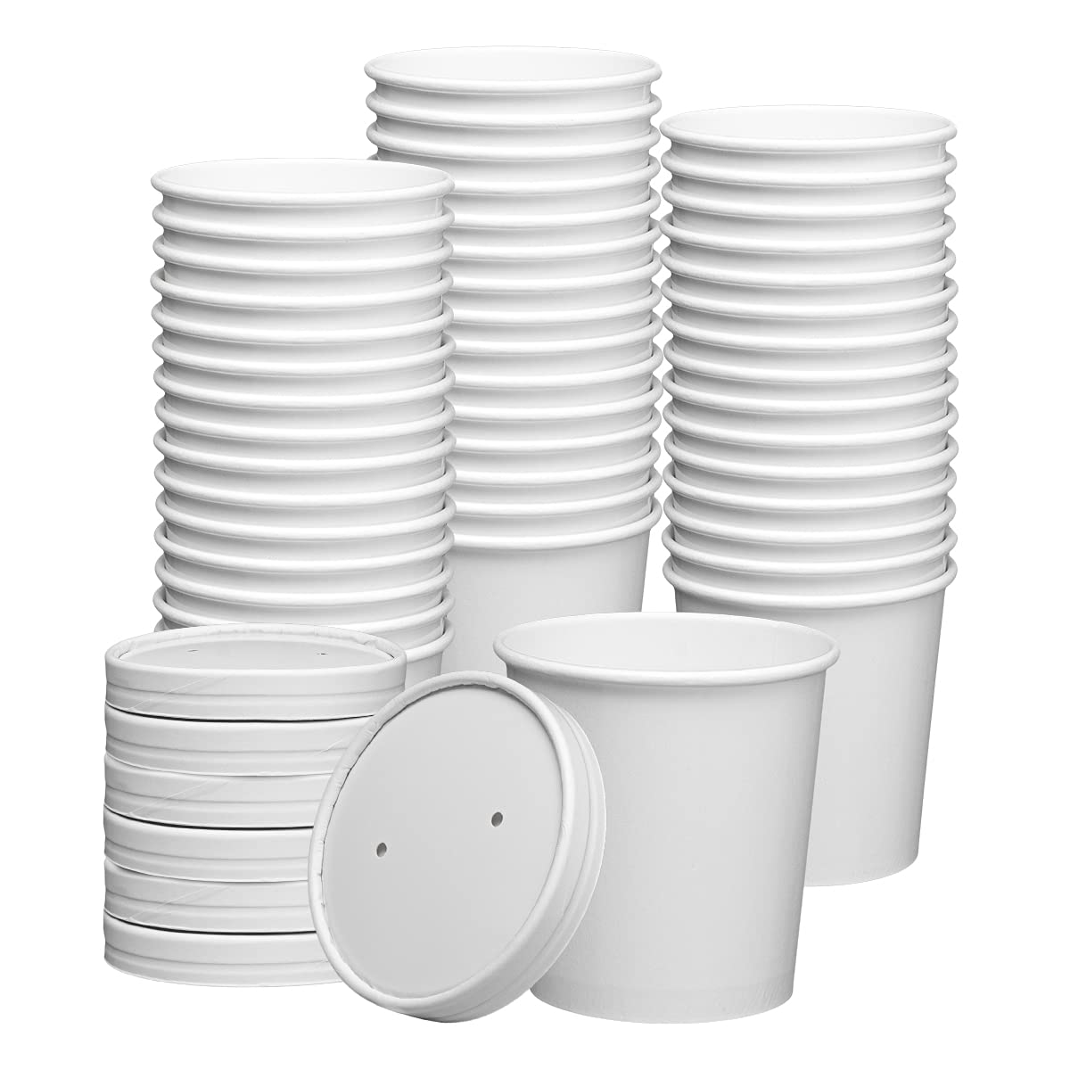Photo 1 of GUSTO [16 oz. - 50 Count White Paper Food Containers with Vented Lids - To Go Hot Soup Bowls, Disposable Ice Cream Cups, Ideal for Hot and Cold Foods - (Formerly Comfy Package)