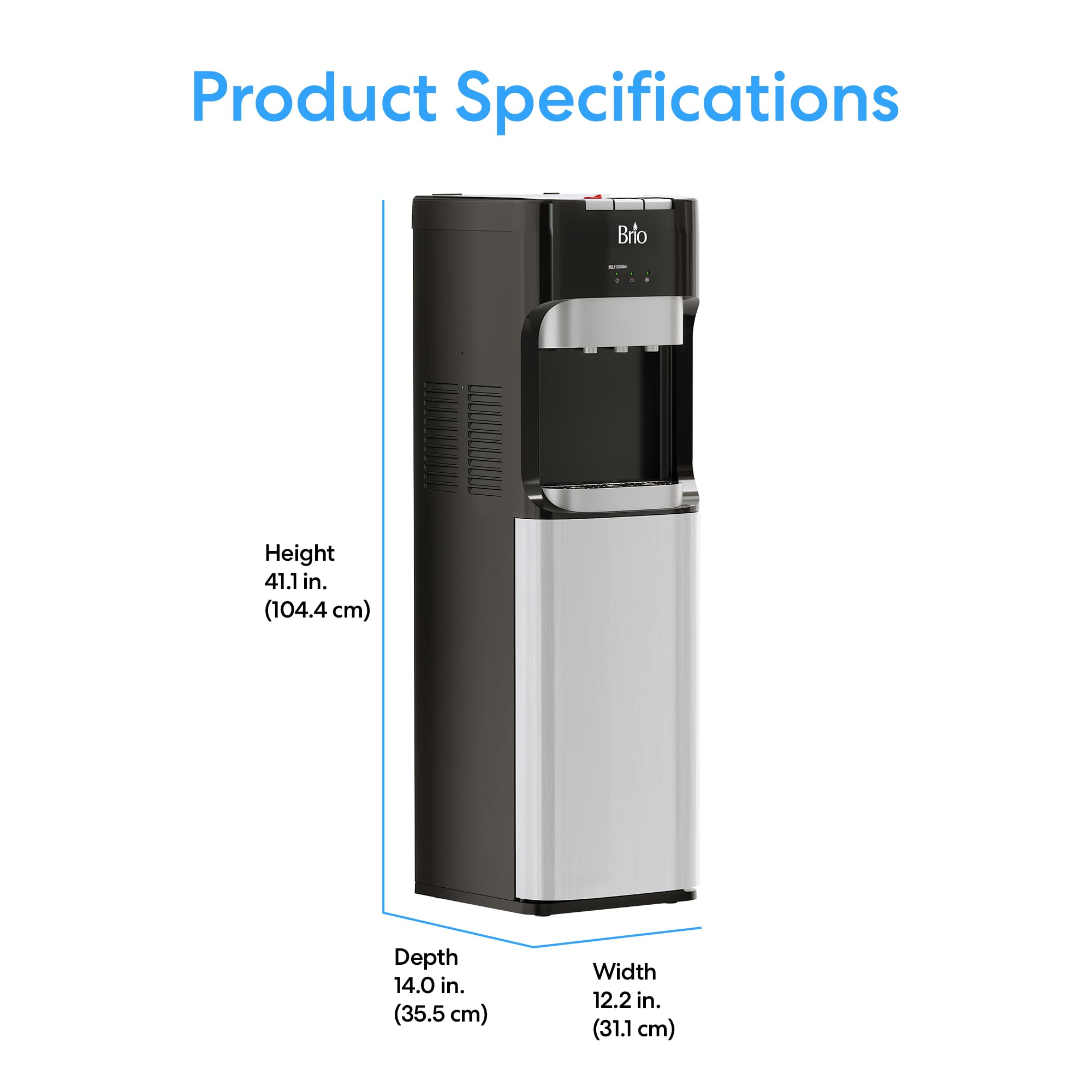 Brio Commercial Grade Bottleless Ultra Safe Reverse Osmosis Drinking Water Filter Water Cooler Dispenser-3 Temperature Settings Hot, Cold & Room Water - UL Approved – Point of Use