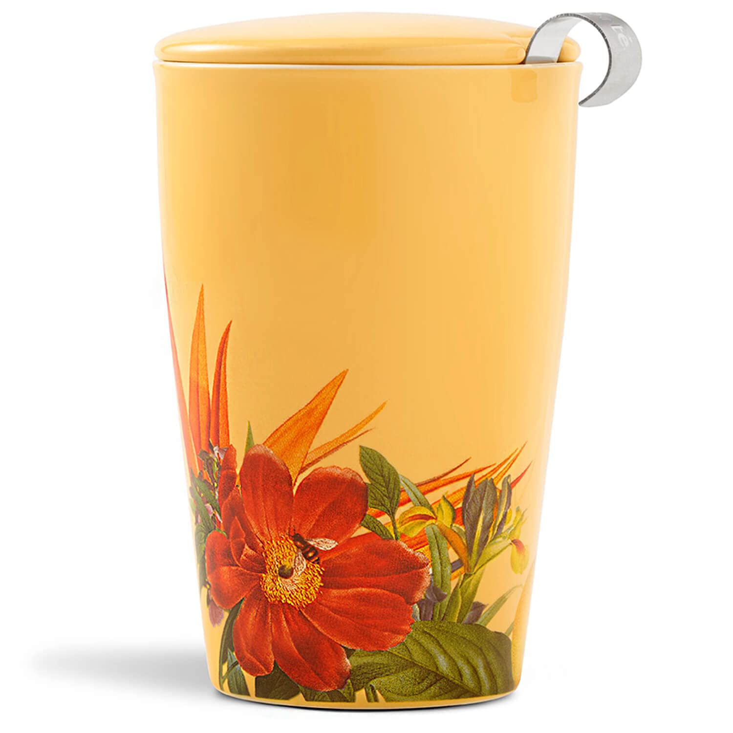 Tea Forte Double-Walled Ceramic Kati Cup, Removable Stainless Steel Infuser Basket and Lid, Steeps 12 oz Loose Leaf Tea, Dishwasher & Microwave Safe, Paradis