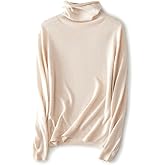 Ciovkis Women's Merino Wool Blend Sweater Fall Winter Turtleneck Long Sleeve First-Line Ready to Wear Seamless Knit Sweater