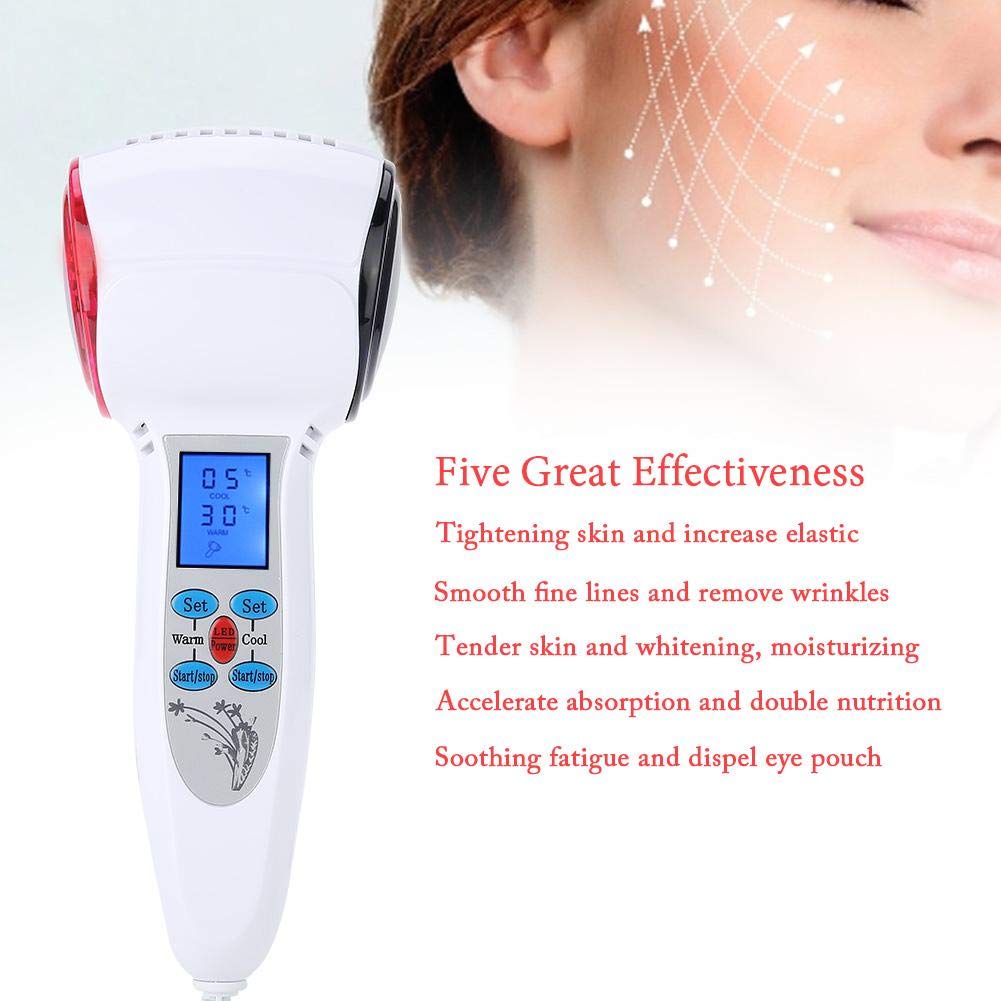 Skin Beauty Machine, Hot & Cold Hammer Massage for Facial Skin Beauty Machine for Skin Firming Wrinkles Lift Vibration, Cryotherapy Nutrition Lead-in Beauty Device(US): Beauty