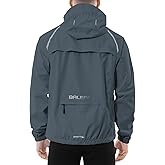 baleaf Men's Rain Jacket Waterproof Windbreaker Raincoat Running Cycling Hiking Gear Hood Lightweight Reflective Packable