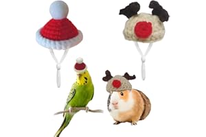 DHINKYOUNG Hamster Hat with Adjustable Strap, Cute Small Animals Hat, Mini Hand Knitted Hats for Small Pets Parrot Bearded Dragon Guinea Pig Bunny (Christmas)