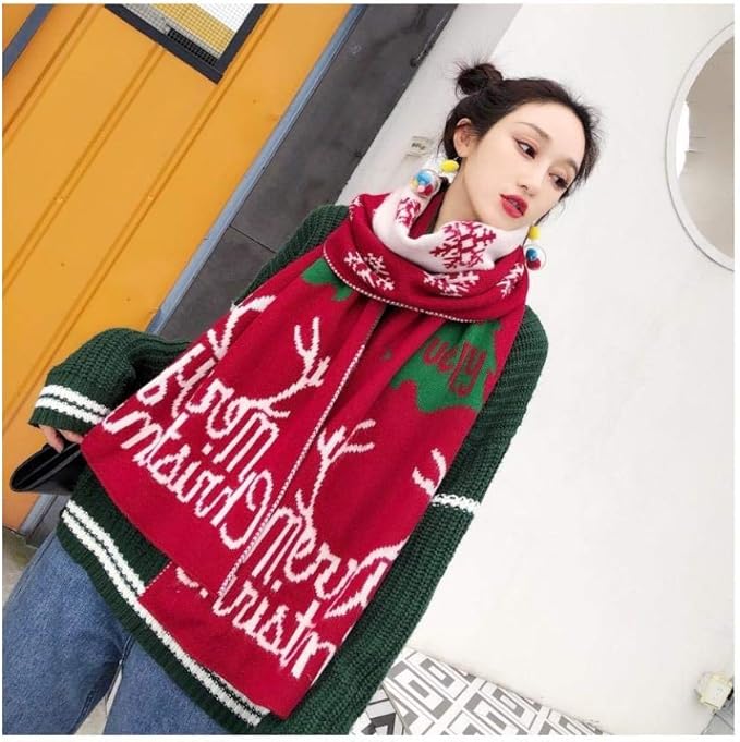 Christmas scarf, ladies wild scarf, winter warm scarf.A1_45cm Amazon