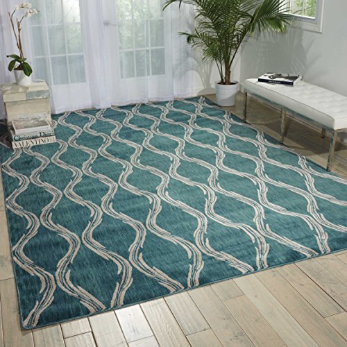 Nourison Home Tranquility Aqua 3'9" x 5'9" Area Rug - Easy Clean, Non Shedding,…
