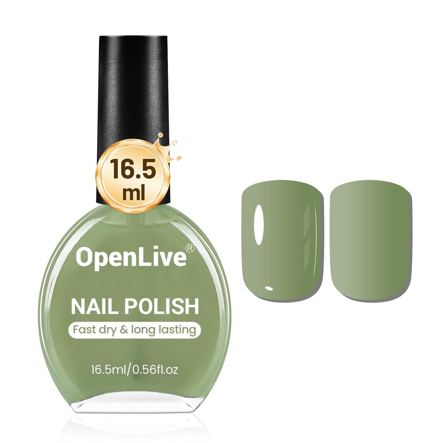 Photo 1 of OpenLive 16.5ml Sage Green Nail Polish Large Volume Quick Drying Nail Polish, Fast Drying and Long Lasting Color Nail Art DIY Home Manicure Gift for Women