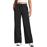 CRZ YOGA Cloud Jersey Wide Leg Sweatpants Women 30" High Waisted Casual Lounge Pajama Travel Pants with Pockets
