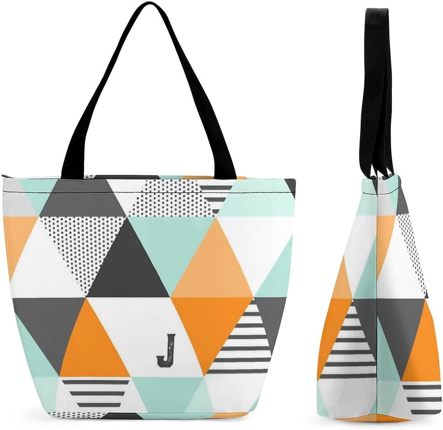 letter j initial triangle wholecloth bag for ladies