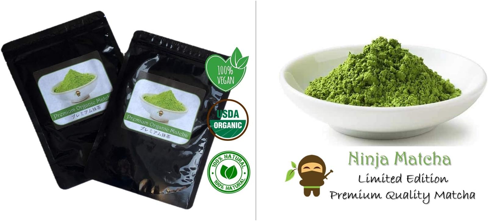 Ninja, Top Grade, Organic Matcha, Green Tea Powder, 100% Natural, Vegan, Fresh (2019 Production)