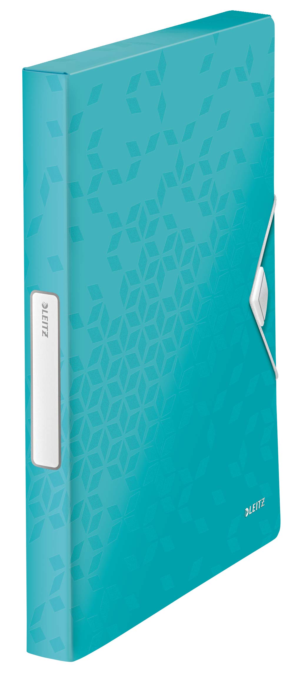 Leitz 46290051 Box File, Holds up to 250 A4 Sheets, Elastic Closure, Flexible Plastic, Ice blue Metallic, WOW Range