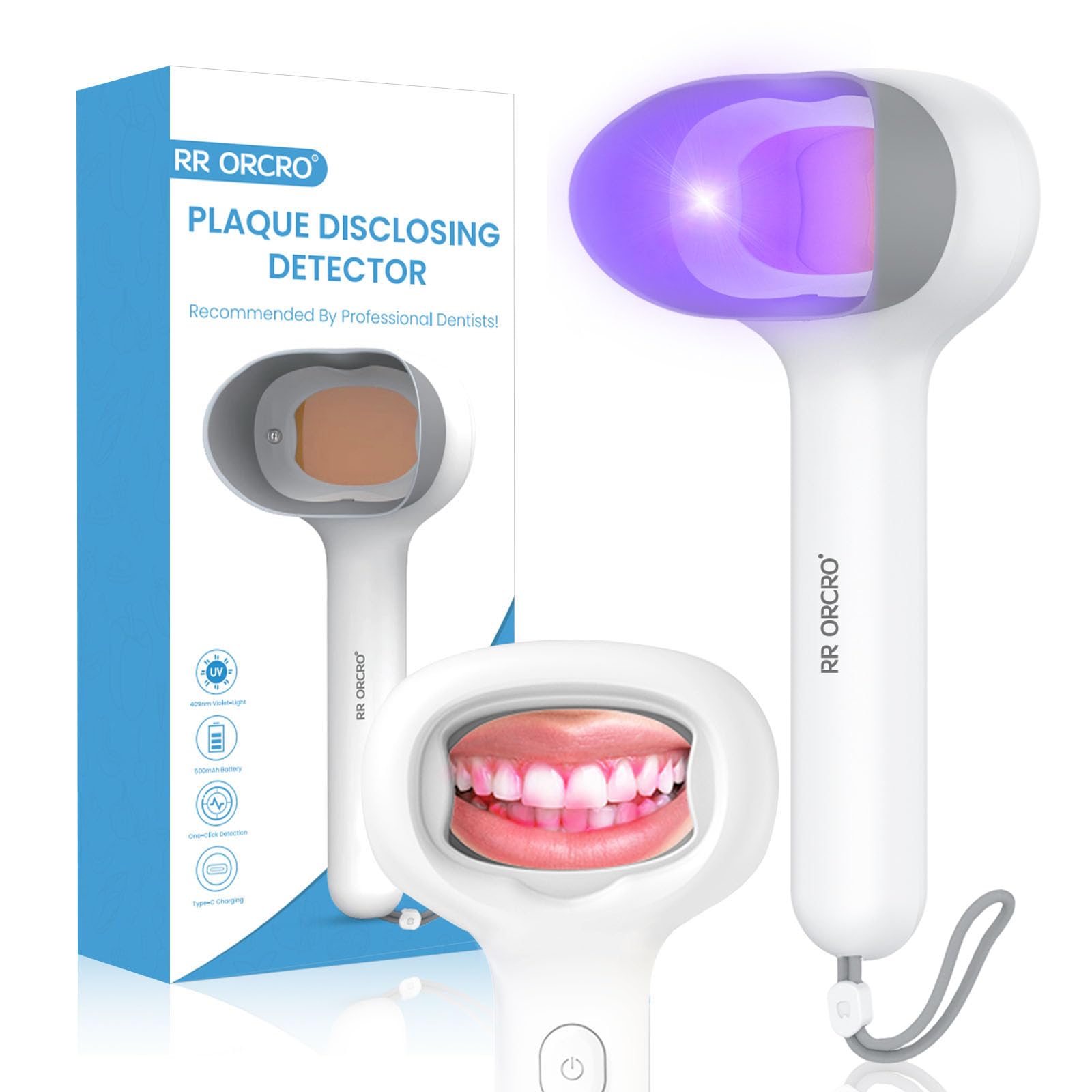 Photo 1 of Plaque Disclosing Tablets Alternatives Rechargable Dental Plaque Detector Light Shows Plaque Lamp Instant Display Tooth Calculus Discloser for Kids or Adults Correcting Brushing Habits