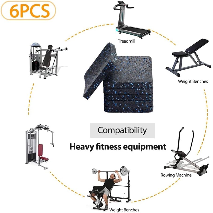 BestXD Treadmill Mat, Pads, Exercise Equipment Mat with High Density Rubber (3.94 X 3.94 X 0.5 inch) (6 PCS): Sports & Outdoors