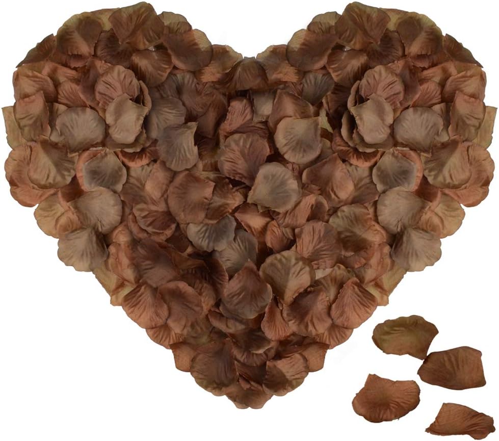 obmwang 2000 PCS Silk Rose Petals Artificial Flower Petals for Valentine's Day, Wedding Party, Flower Decoration. Coffee