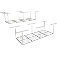 FLEXIMOUNTS 3x8 Overhead Garage Storage Rack,Adjustable Storage Organization System,Heavy Duty Metal Garage Ceiling Storage Racks,2 pack,White