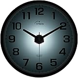 WallarGe Night Light Wall Clock for Bedroom - Battery Operated,12 Inch Silent Wall Clocks for Living Room/Kitchen,Large Digit