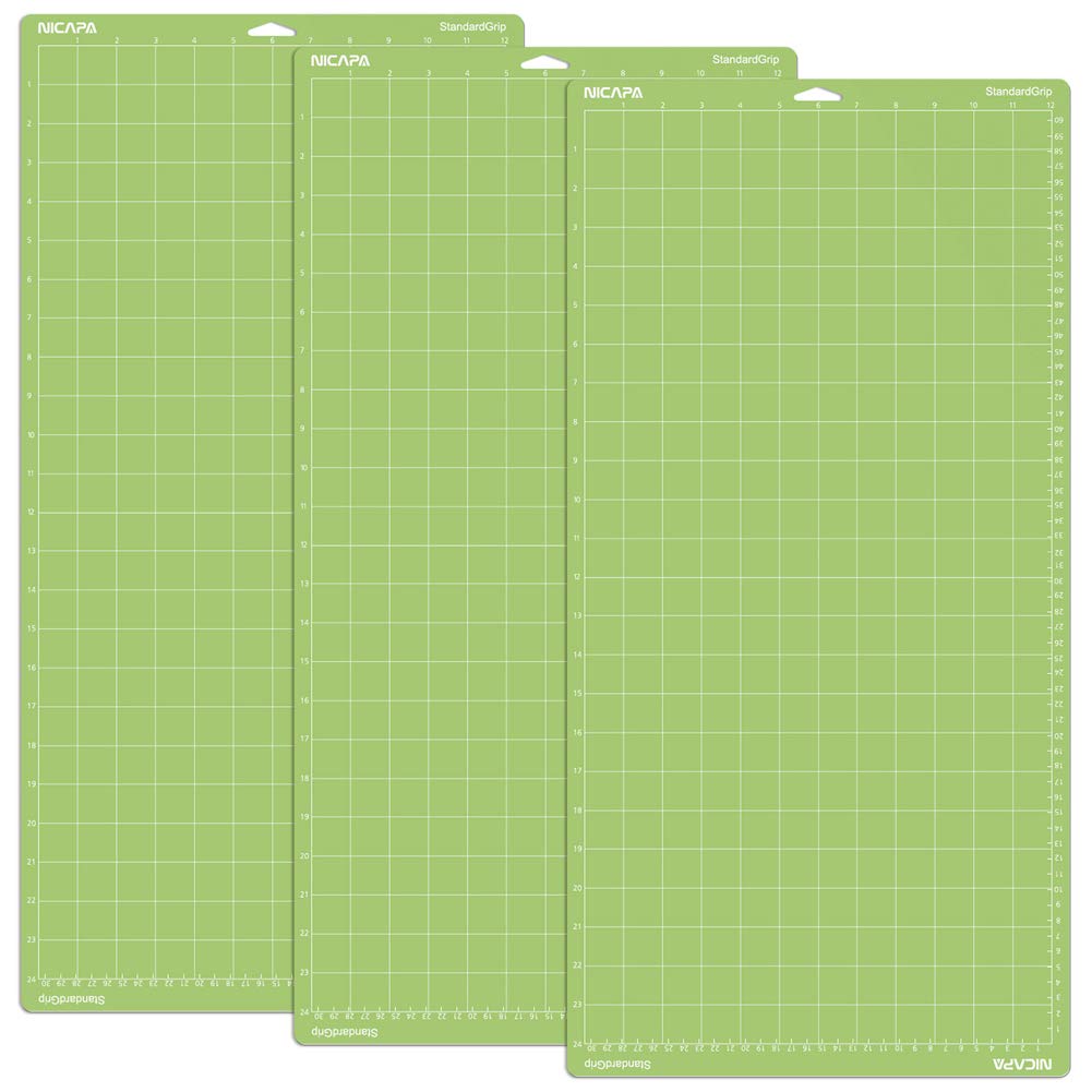 NICAPA Matte Standard Grip Cutting Mat for Cricut Explore 3/Air 2/Air/Maker Accessories [12 x 24 Inches, Pack of 3] Sticky Flexible Non-Slip