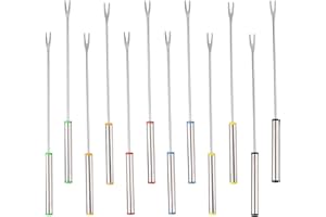 12 Pcs 9.5 Inch Fondue Forks Stainless Steel Fondue Sticks with Heat Resistant Multicolor Coding Handle for Chocolate Cheese 