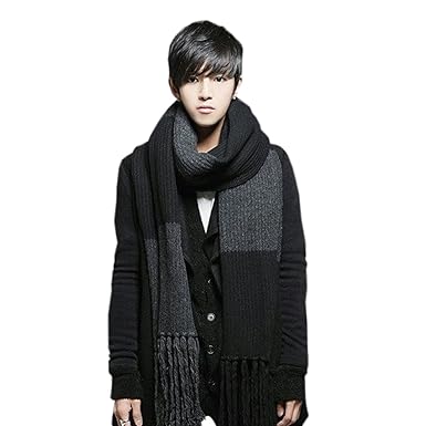 Amazon Co Jp メンズ マフラー 冬 厚手 防寒 ロング シンプル