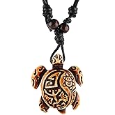 STWTR Hawaiian Turtle Pendant Necklace Men Women - Adjustable Rope Surfer Necklace Handmade Necklace