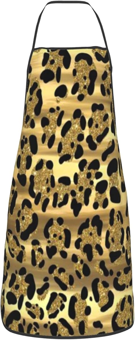 Delantal de cocina ajustable impermeable con estampado de leopardo