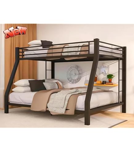 bunki ANBAZAR Espresso Full Size Triple Bunk Bed with Slide and