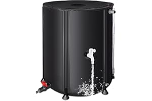 MATALDE Collapsible Rain Barrel Water Collection System - 53 Gallon Portable Water Storage Tank,Foldable Rainwater Collect System Downspout, Water Catcher Container with Filter, Spigots＆Overflow Kit,Black