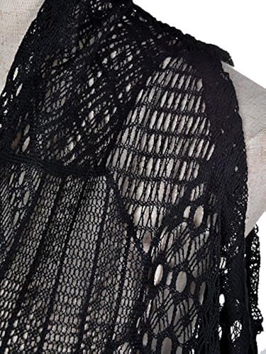 ANNA-KACI Women's Sleeveless Crochet Shawl Cardigan - Boho Open Front Bikini Cover Up, S/M Navy - View #11