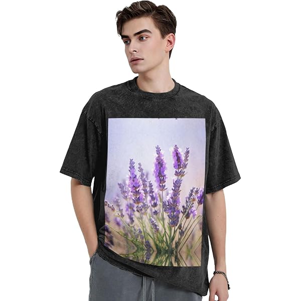 Hydrangea Flower Print Men's Vintage Oversized T-Shirts Daily