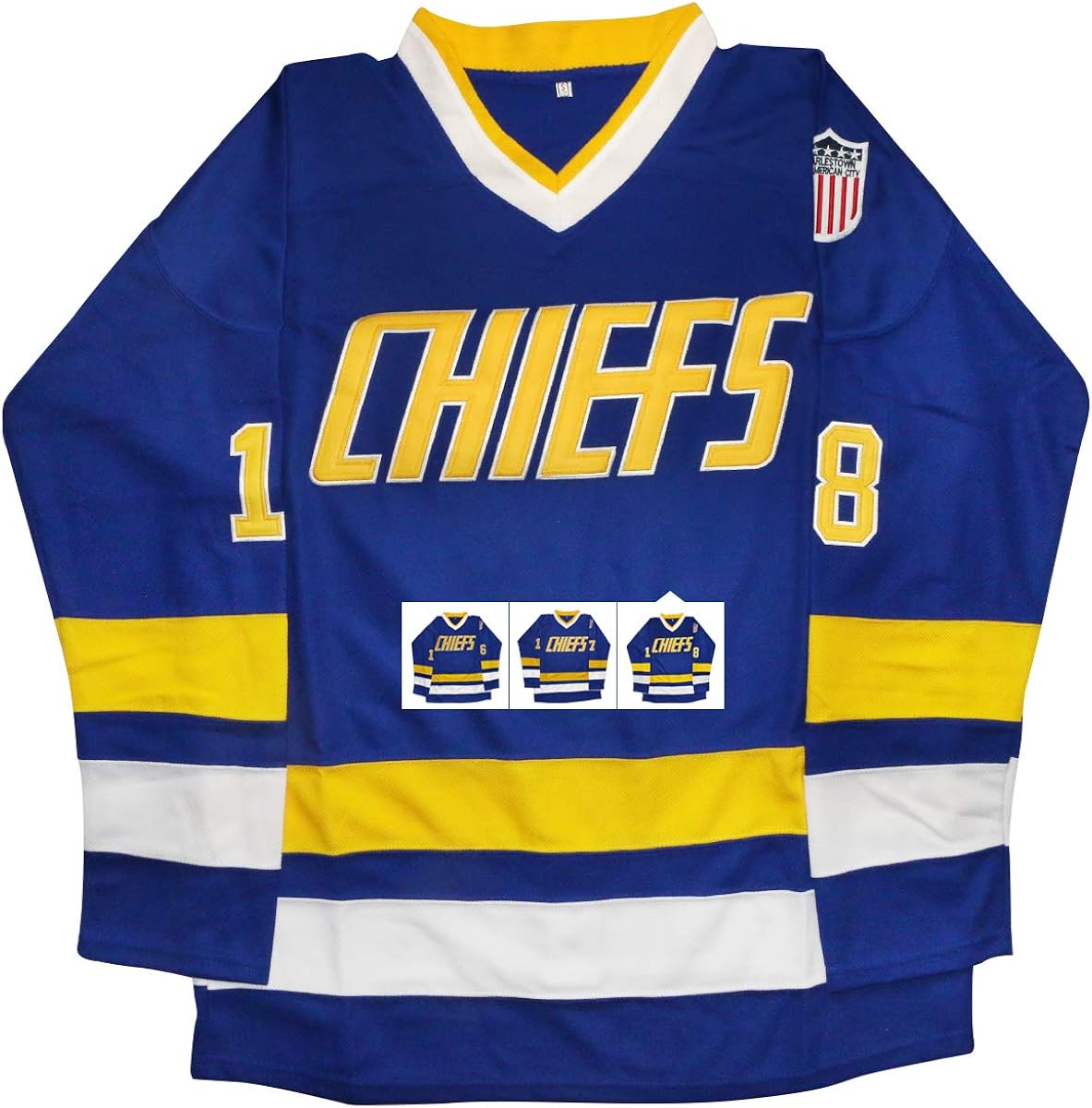 vinking Hanson Brothers Jersey, Charlestown Chiefs 16,17,18 Slap Shot Ice Hockey Movie Jersey: Clothing