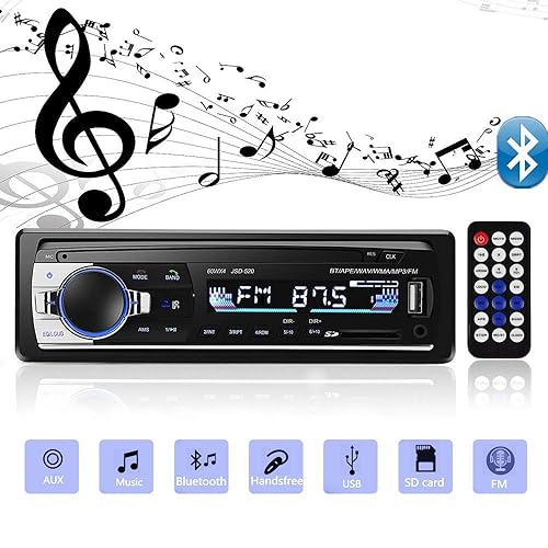 Aigoss Bluetooth Car Stereo, 4x60W Car Audio FM Radio, MP3 Player