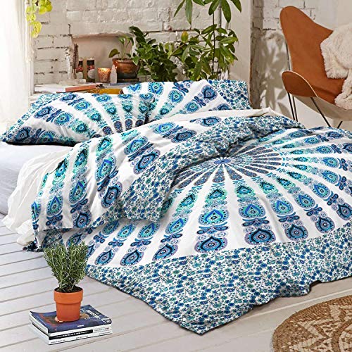 White Color ndian Bohemian Mandala Duvet King Size Decorative Bedding Doona Cover Reversible Cotton Quilt Cover Set With Pillow Cover