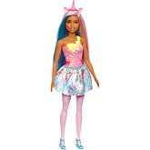 Barbie Dreamtopia Unicorn Fashion Doll with Blue &amp; Purple Hair Wesring Removable Skirt &amp; Accessories Including Pink Unicorn Headband &amp; Tail