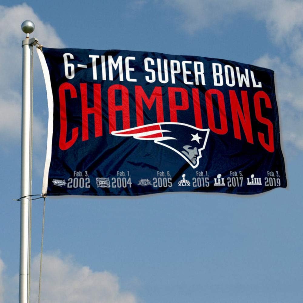 Amazon Com Wincraft New England Patriots Double Sided 6 Time Super Bowl Champions Flag Sports Outdoors