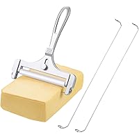 Stainless Steel Wire Cheese Slicer Adjustable Thickness Cheese Cutter Kitchen Cheese Slicers Cutters with 2 Pieces…