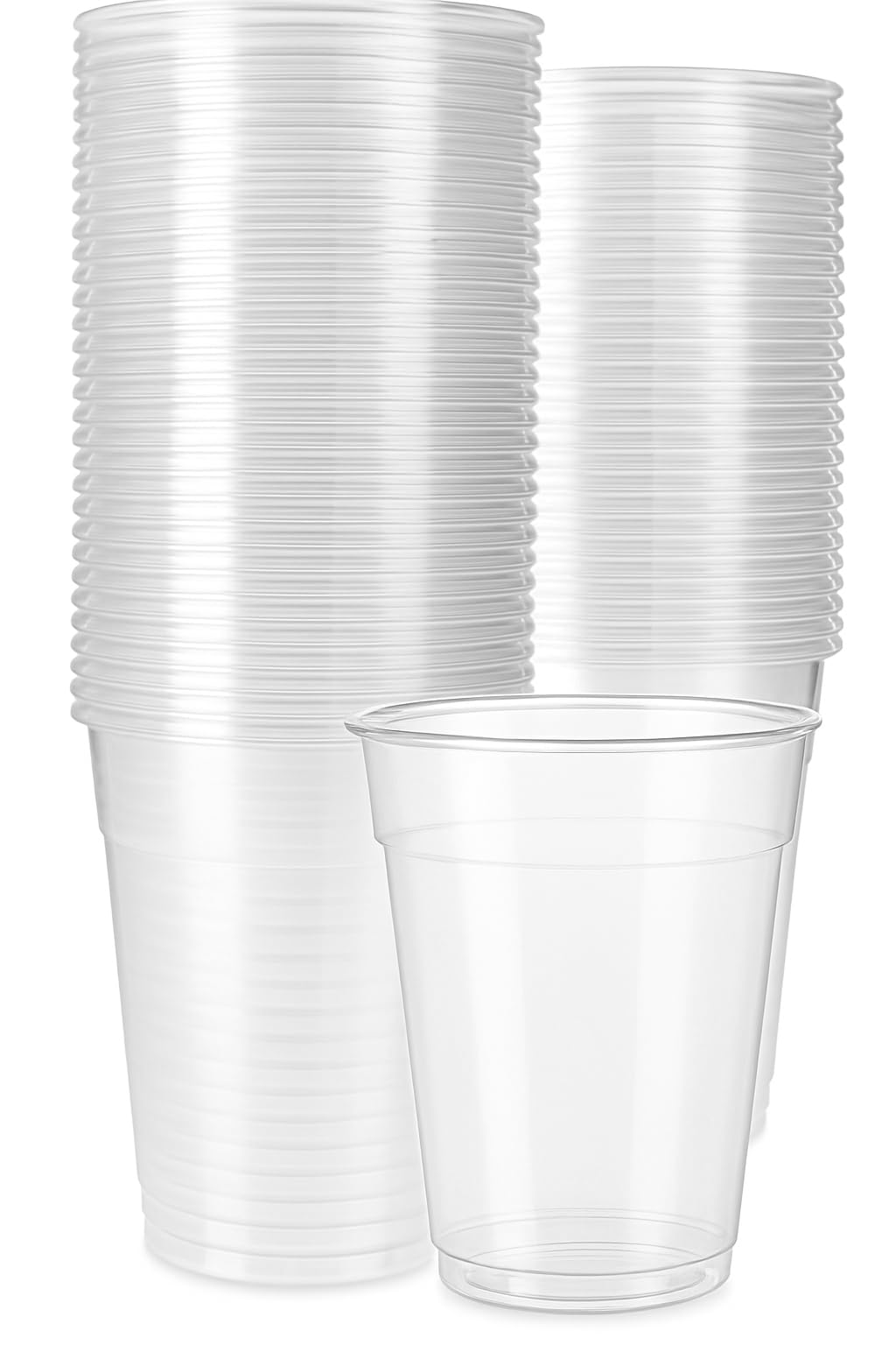 Party Warehouse – 50 x Clear Plastic Disposable Drink Cups for Beer Water Coolers Camping BBQ Travel Parties and Events Recyclable Sleeve of Drinking Glasses (10oz)