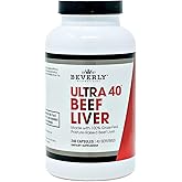 Beverly International Ultra 40 Beef Liver, 240 Capsules, 100% Pure, Grass-Fed. Promotes Strength, Endurance, Immune Support, and Overall Wellness