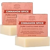 Adams Handmade Soap Cinnamon Spice Pure Castile Bar Soap &ndash; 4.5 oz | Vegan, Cold Process, Essential Oils, 84% Organic, Fair Trade, No Additives, USA Made