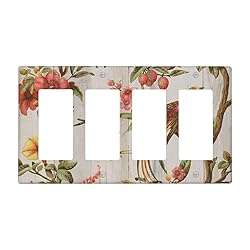 Flowers Bird Tree Retro Spring Floral Branch 4 Gang