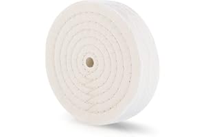 Buffing Wheels for Bench Grinder - 8 Inch Extra Thick Buffing Wheel Fine Cotton Sewn Rigid Treated Spiral with a 1/2” Center Arbor Hole - 80 Ply Polishing Wheel for Bench Grinder – by Drixet