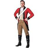 Fun Costumes Adult British Redcoat Costume Mens, Revolutionary War Halloween Outfit, Historical Colonial Jacket for Theater