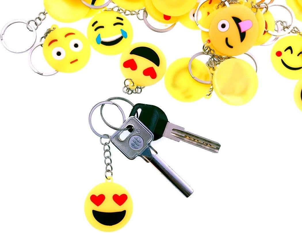 JZK 50x Emoticon keychain keyring for children birthday party favours party bag fillers kids party thank you gift give away gift ideas - Image 4