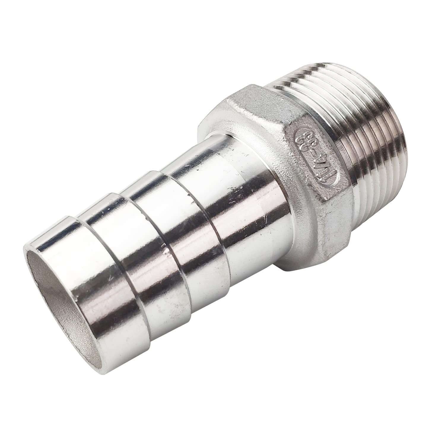 LOZOME 1-1/4" Male Thread to OD 32mm Barb Hose Pipe Fitting Tail Connector, Stainless Steel 304 NPT