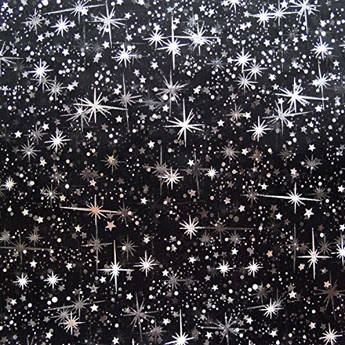 Star Bursts Sheer Organza 58 Inch Wide Fabric by the Yard (F.E. (Black)
