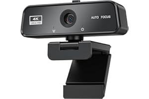 cbeyook 4k Full HD Webcam with Microphone, Auto Light Correction, 360° Rotatable, Built-in Privacy Cover, Plug & Play, Compat