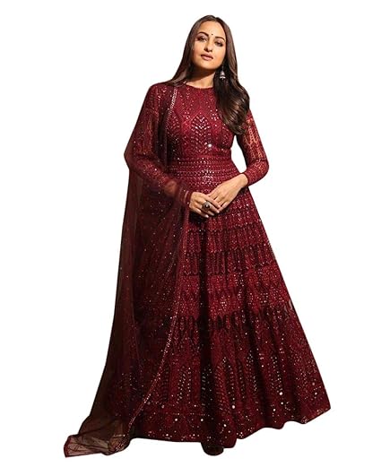 Womens Georgette Salwar Suit (YF-73, Red)