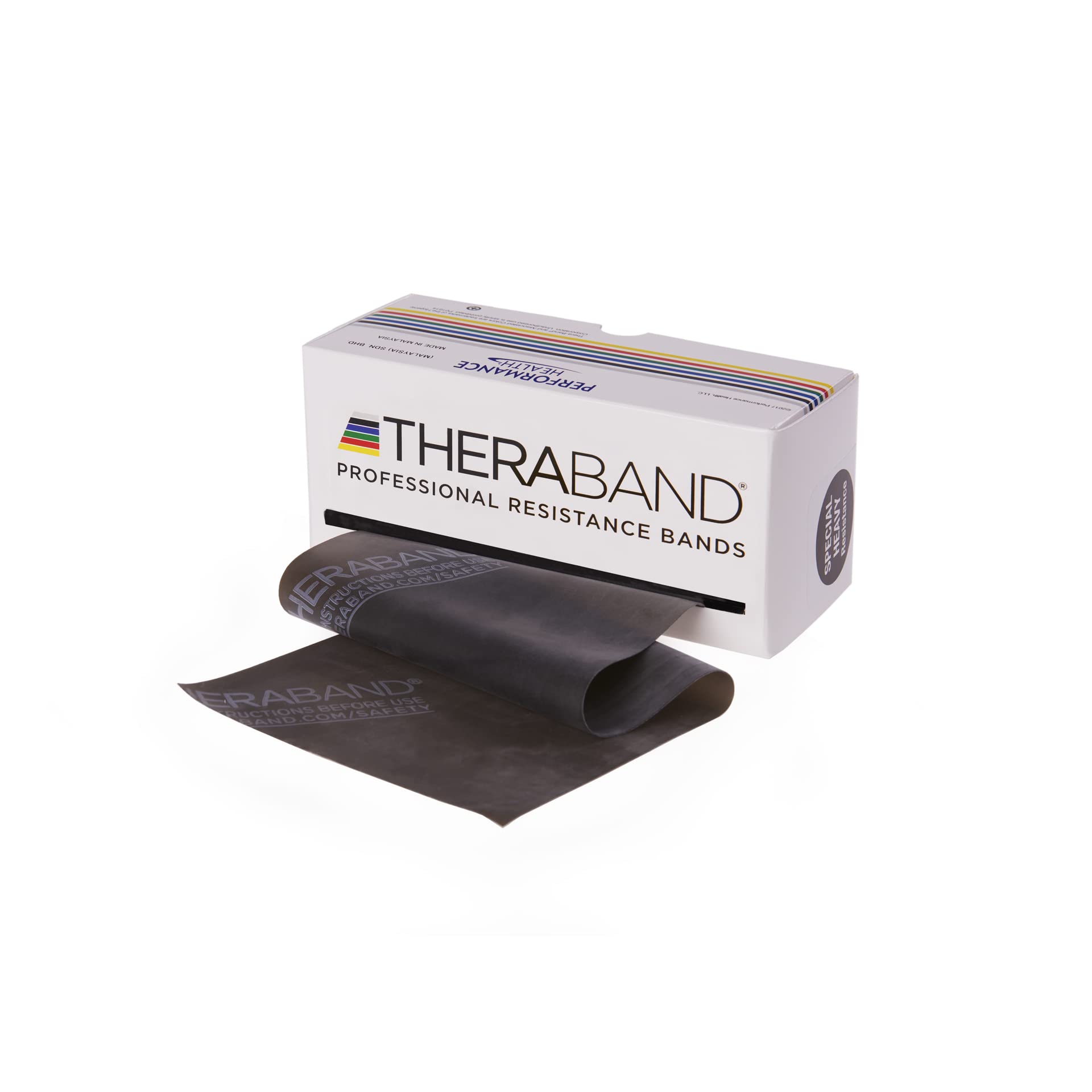 THERABAND Resistance Bands, 5.5 m Roll Professional Latex Elastic Band For Upper & Lower Body, Core Exercise, Physical Therapy, Pilates, Home Workouts, Rehab, Black, Special Heavy, Advanced Level 1